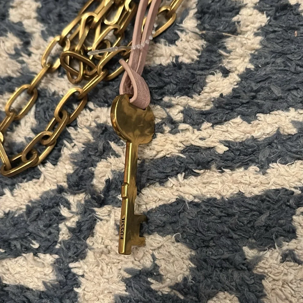 Fossil Stevie SM Chain Crossbody Pink Gold-tone Chain